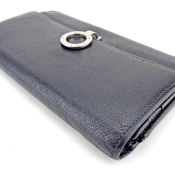 BVLGARI Long Wallet Bulgari Bulgari Leather Authentic USED - Picture 2 of 8